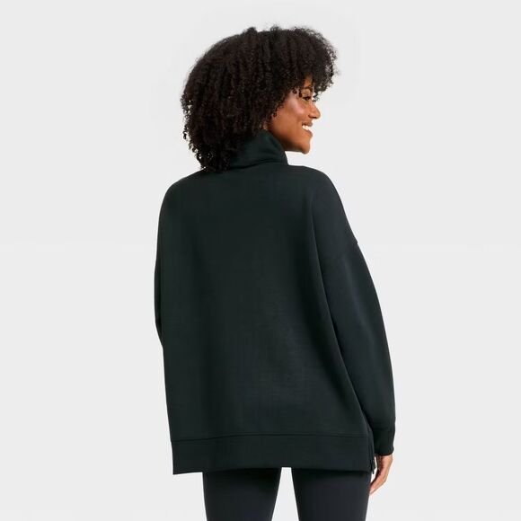 Women's Airy Sleek Funnel Neck Sweatshirt - All in Motion™ Black M - Picture 3 of 5